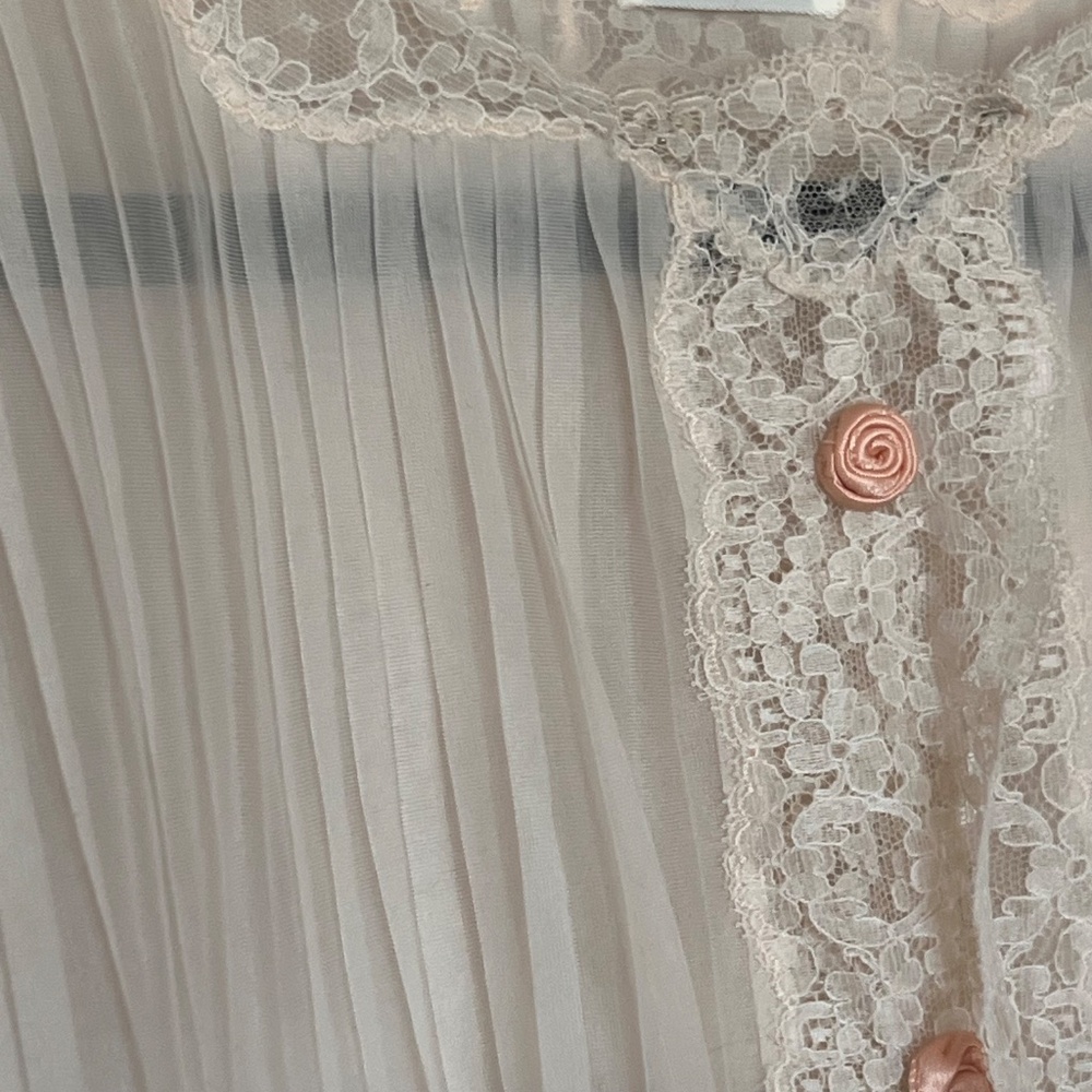 Vintage Christian Dior Lace Bed Jacket Sheer Peignoir Top Romantic Bridal 70s 80 - Picture 9 of 16